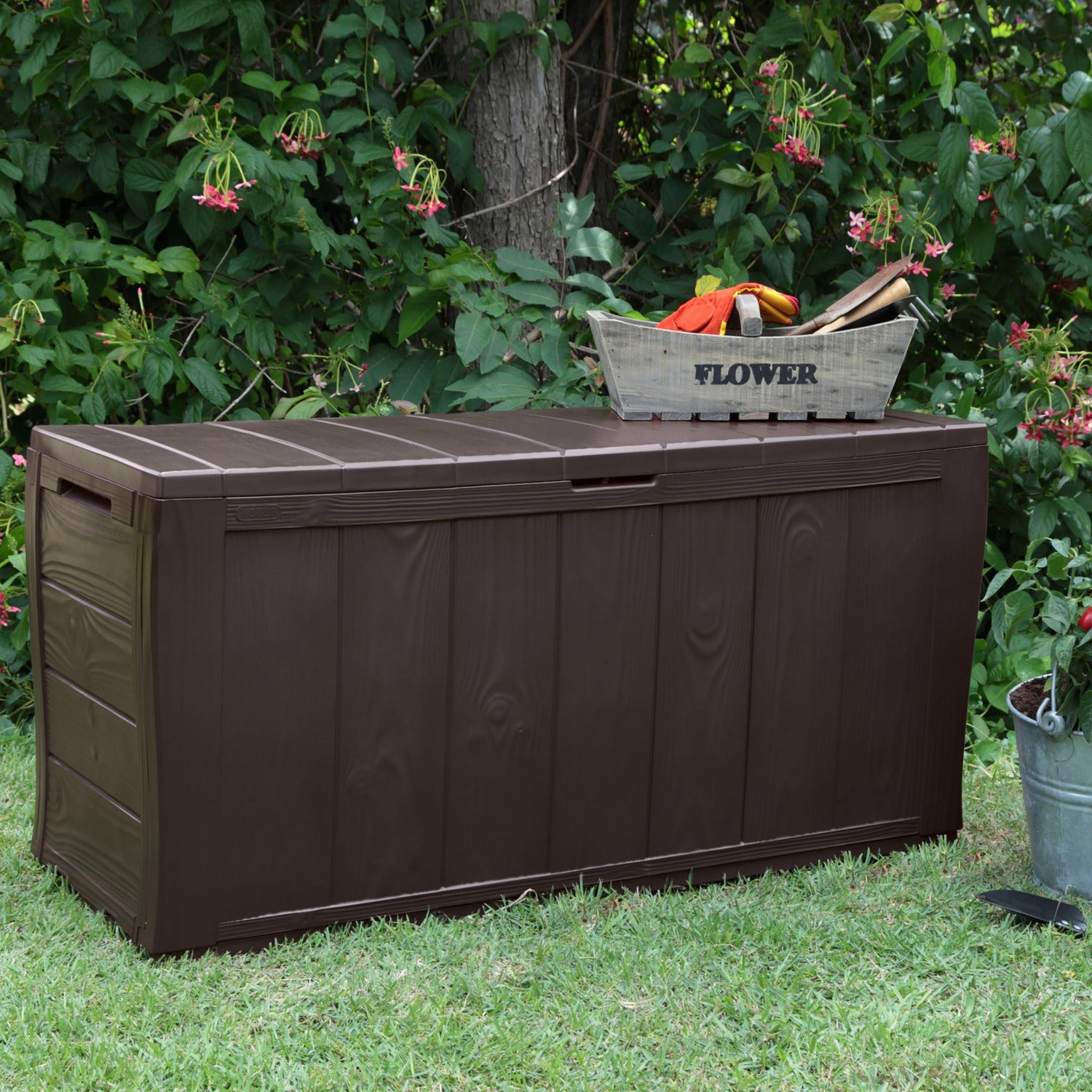 KETER - Baule da giardino marrone Sherwood - h58x117x45 cm